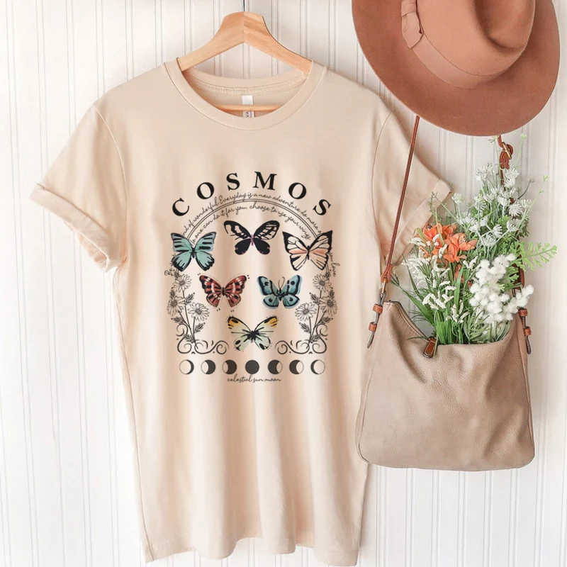 T-shirt rétro abricot pour femmes, vêtement d'été décontracté et mignon, à la mode, streetwear