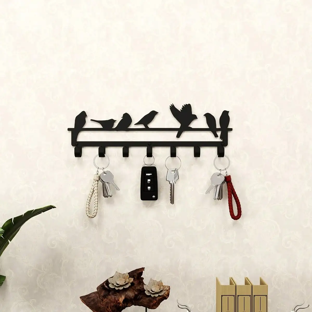 CIFBUY Vintage Metal Bird Wall Hook 7 Decorative Hangers Rustproof Iron Key Rack Wall Mounted Storage Organizer For Keys Hats