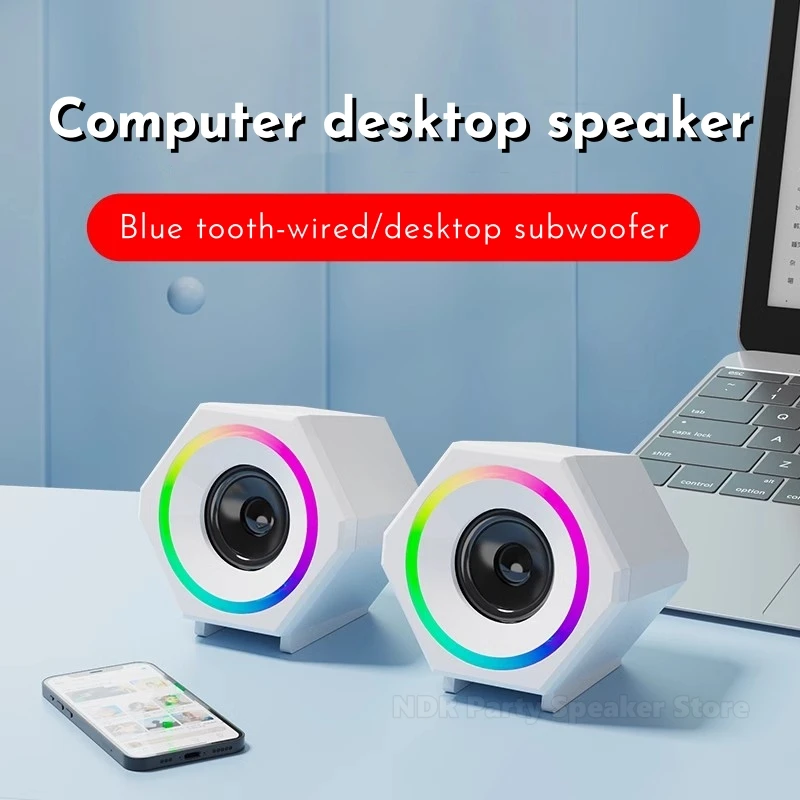 

RGB Colorful Lower Distortion Audio Computer Speaker for Laptop or Desktop Computer Double Horn Bluetooth/wired Dual Purpose