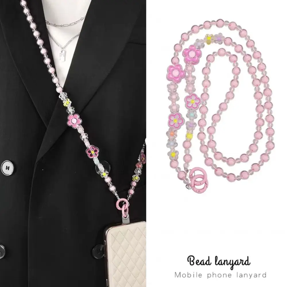 

Цветочный бисерный ремешок-кроссбоди для телефона с защитой от потери, в стиле Ins, украшение