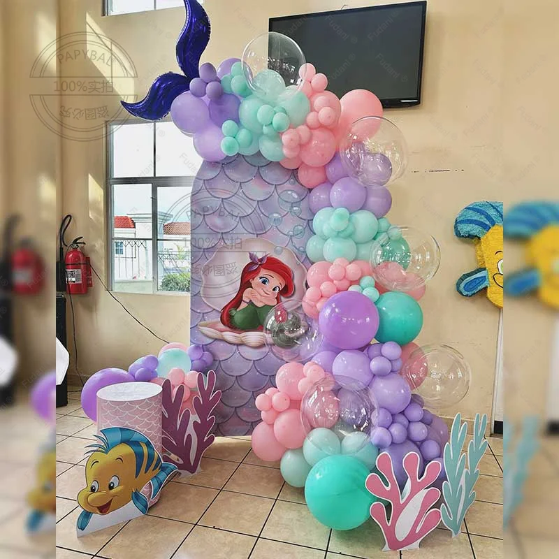 138 unids/set de Globos de helio de aluminio de sirena de dibujos animados, Globos de película de aluminio para fiesta de cumpleaños de princesa Ariel, decoración para Baby Shower