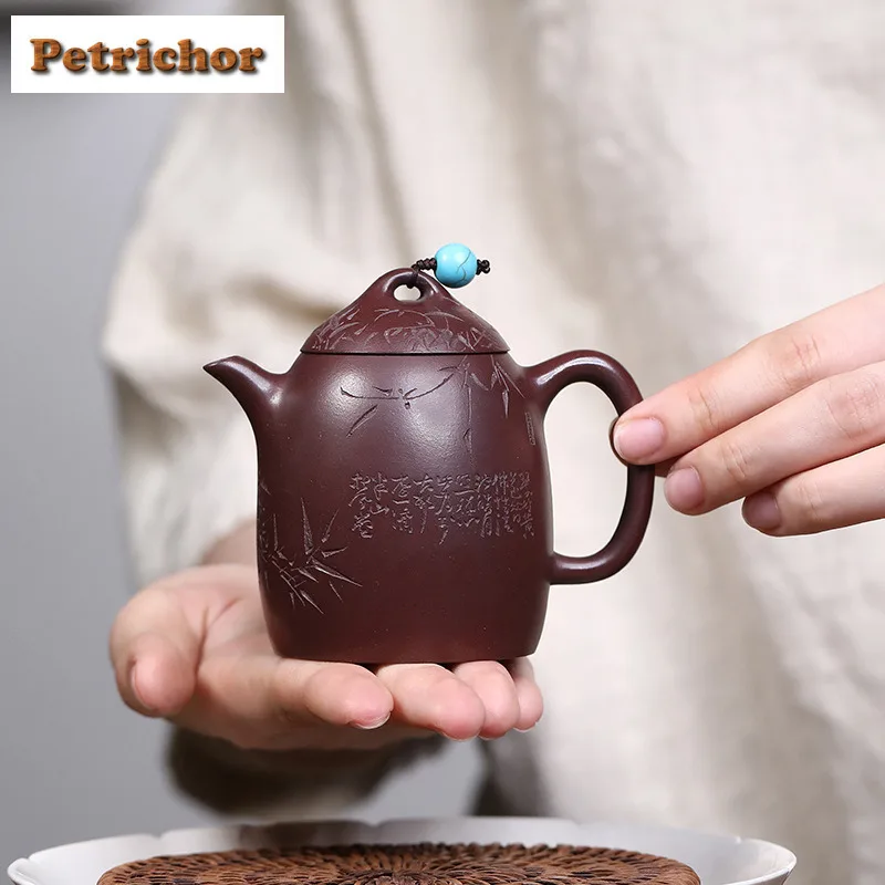 140ml Aesthetic Yixing Purple Clay Teapots Handmade Qin Quan Pot Raw Ore Iron Blood Red Sand Kettle With Filter Zisha Tea Set