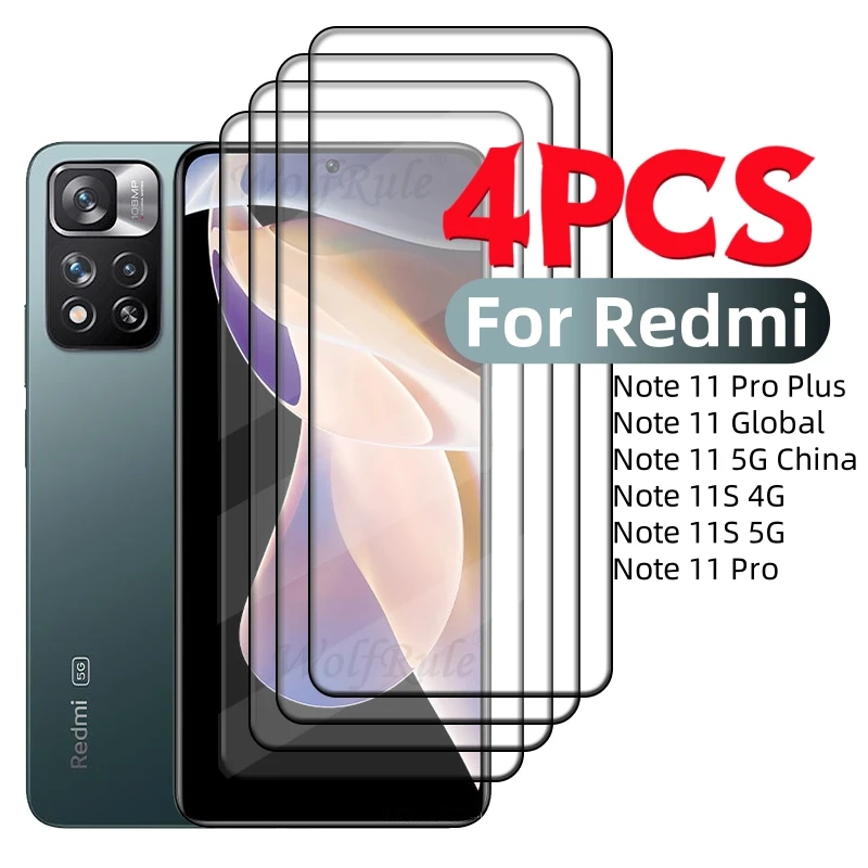 4/3/2/1PCS Full Cover Glass For Redmi Note 11 Pro Plus Glass Xiaomi Redmi Note 11 Pro Plus 11S Tempered Glass Screen Protector