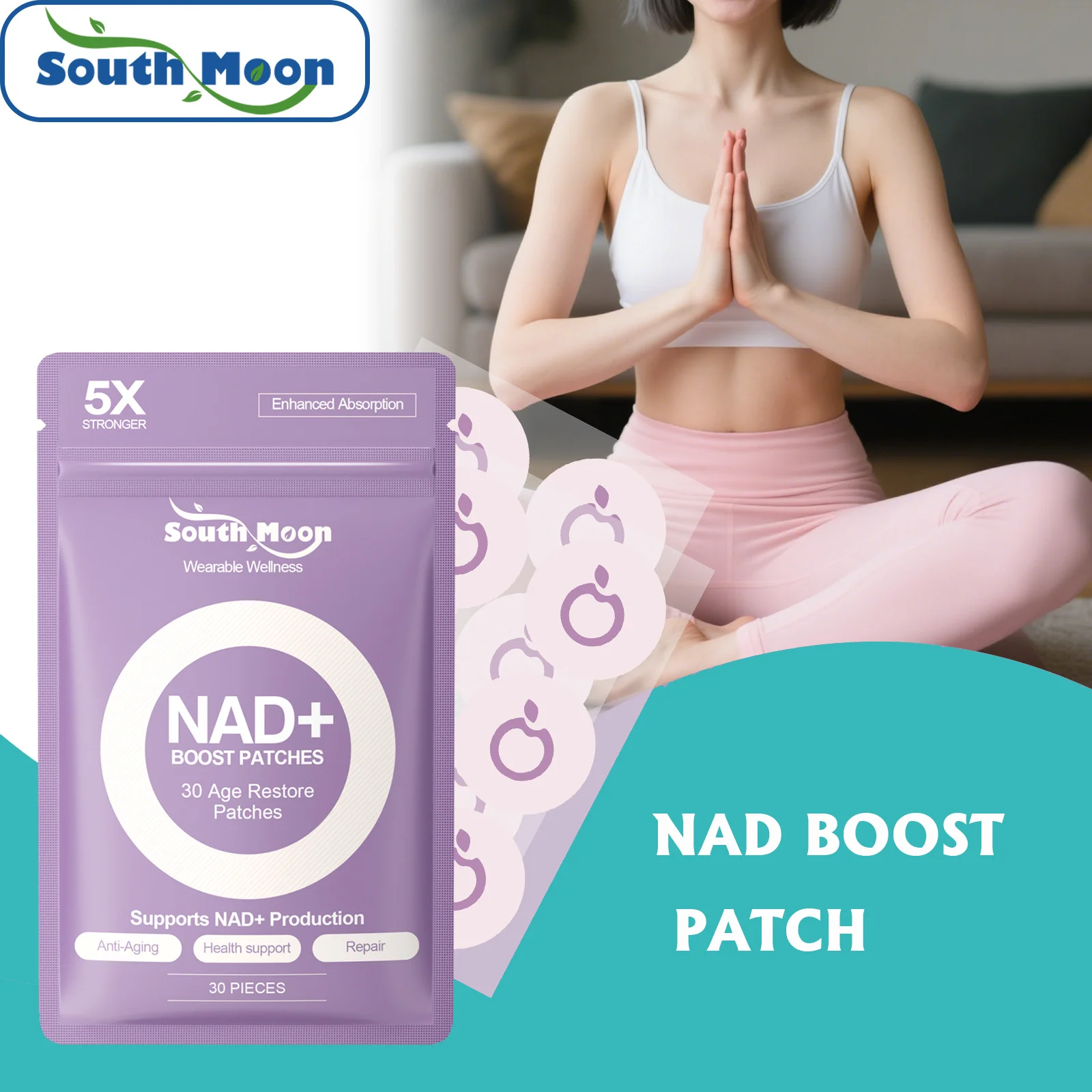 

30/60/90pcs NAD+ Boosting Transdermal Patches For Anti Aging Enhance Energy Support Immune Cellular Health Body Wellness Patch