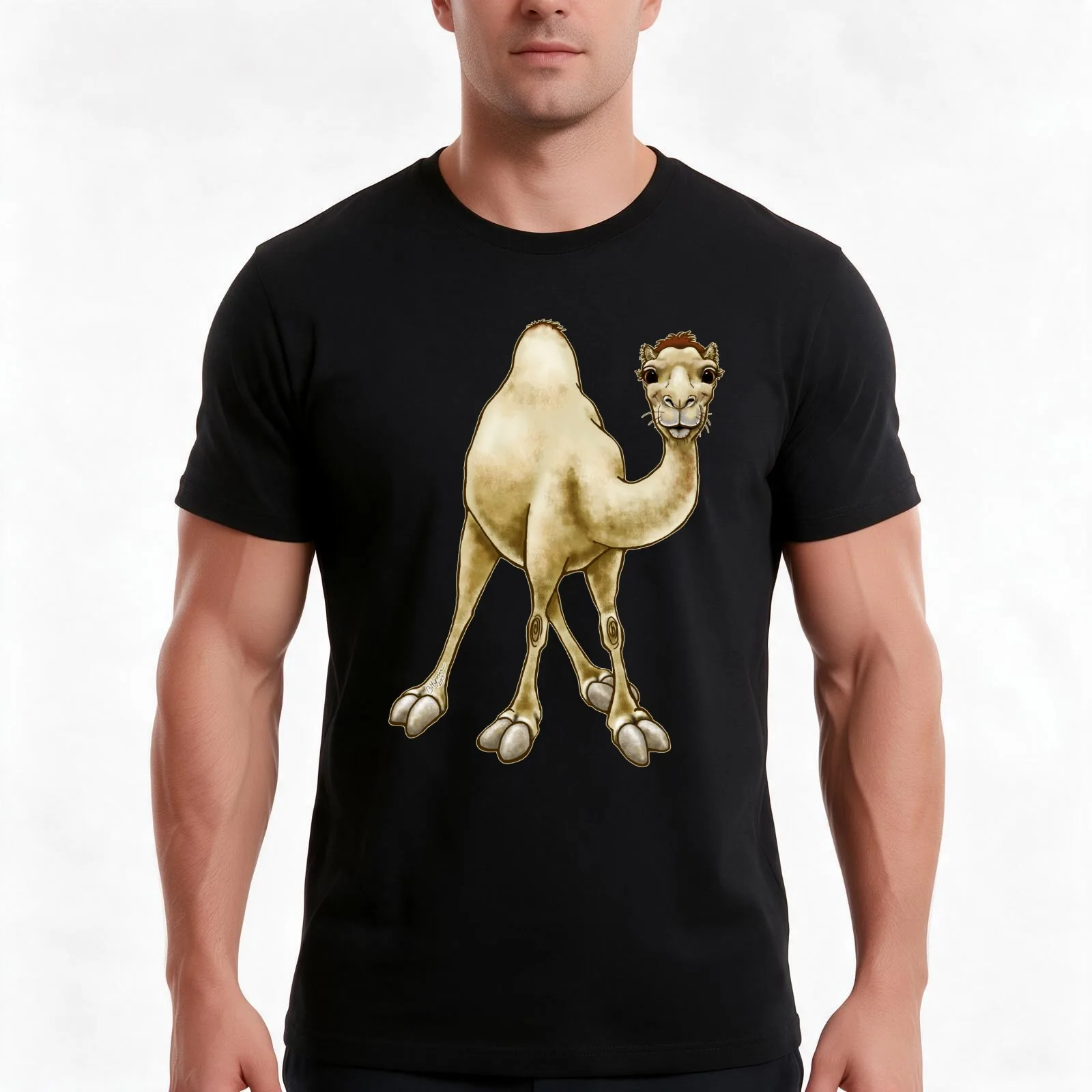 Hump Day Camel T-Shirt, Summer Casual Cotton Tee, Oversized Streetwear Tops, Vintage Graphic Print, Loose Fit Short Sleeve