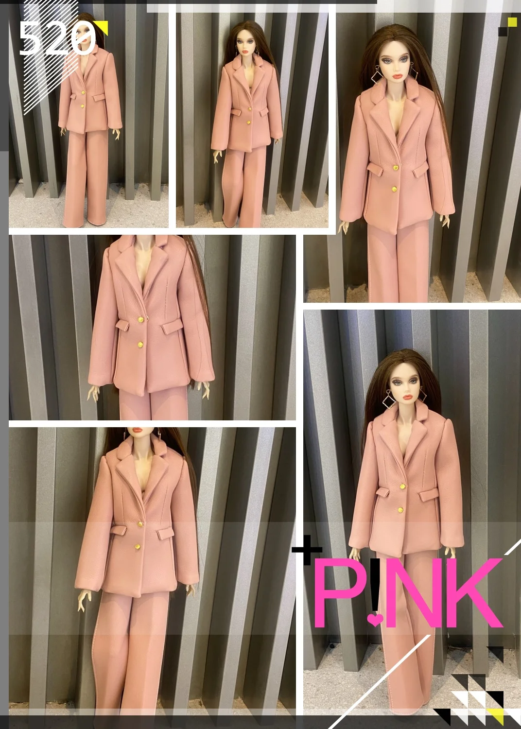 

【Clothing Only】In Stock 1/6 Scale Elegant Leather Pink Casual Suit Set Fit IT PP FR2 ST Supermodel Body Action Figure