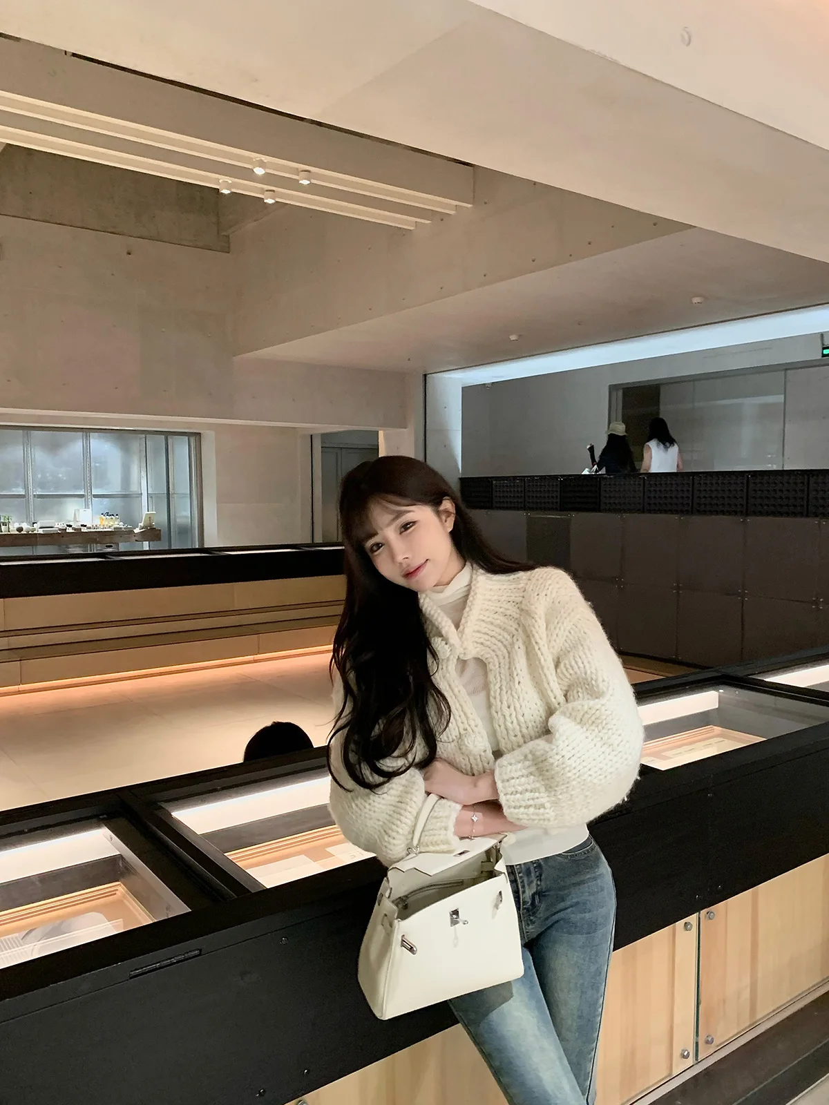 

Handmade Korean Sle Women's Faion Sweater Jaet Autumn Winter Long Sve Stand Collar ort Length Versatile Top