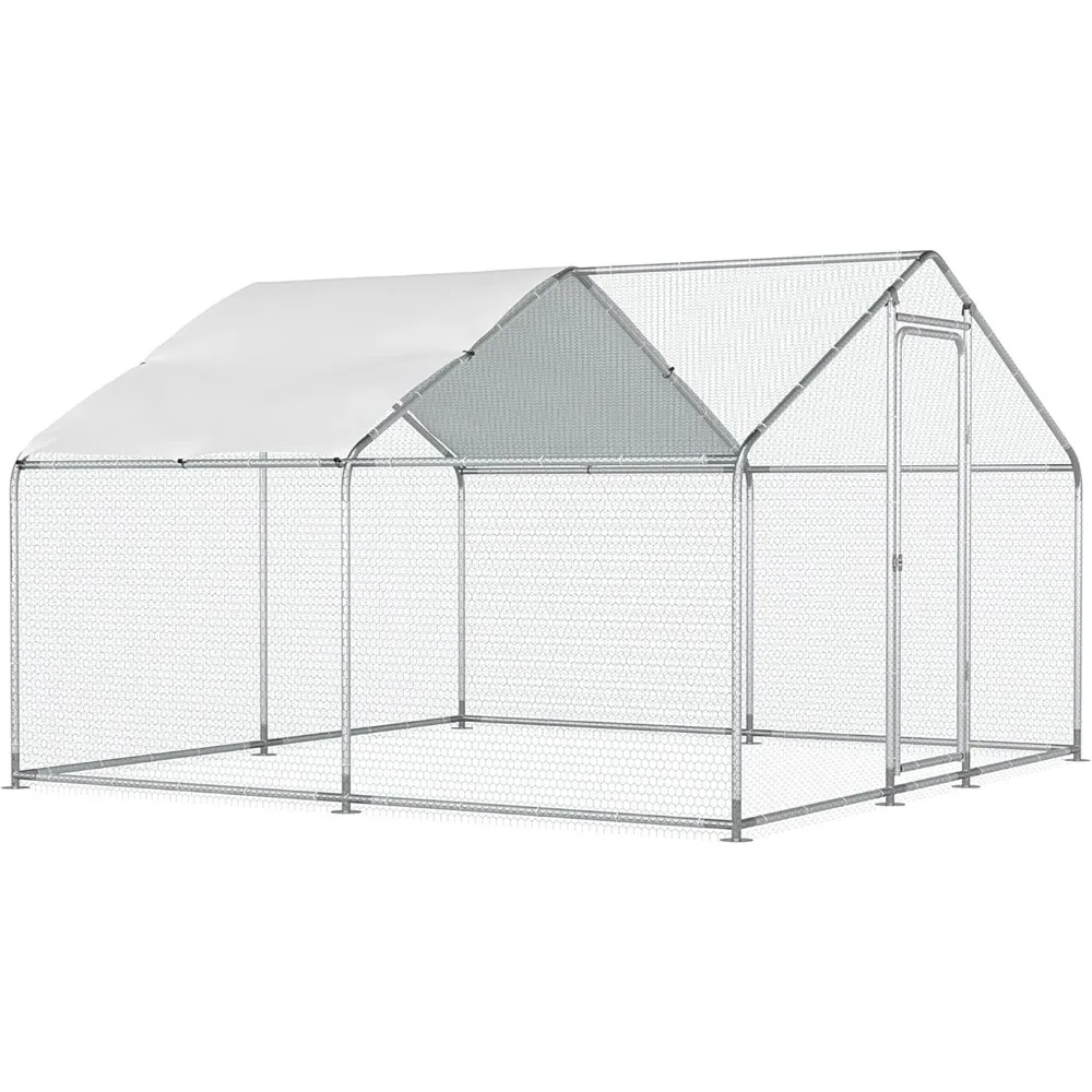 

Large Chicken Coop Outdoor Metal Chicken Run with Waterproof and UV-resistant cover Heavy Duty Hen House Walk-in Poultry Cage f