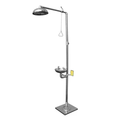 304 Stainless Steel Composite Emergency Shower Eyewash,Factory Inspection Vertical Double Eye Washing Shower Set