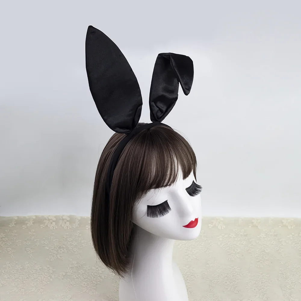 Easter Bunny Costume Set Women's Rabbit Ear Headband Collar Bow Tie Cuffs and Bunny Tail Accessories view 5