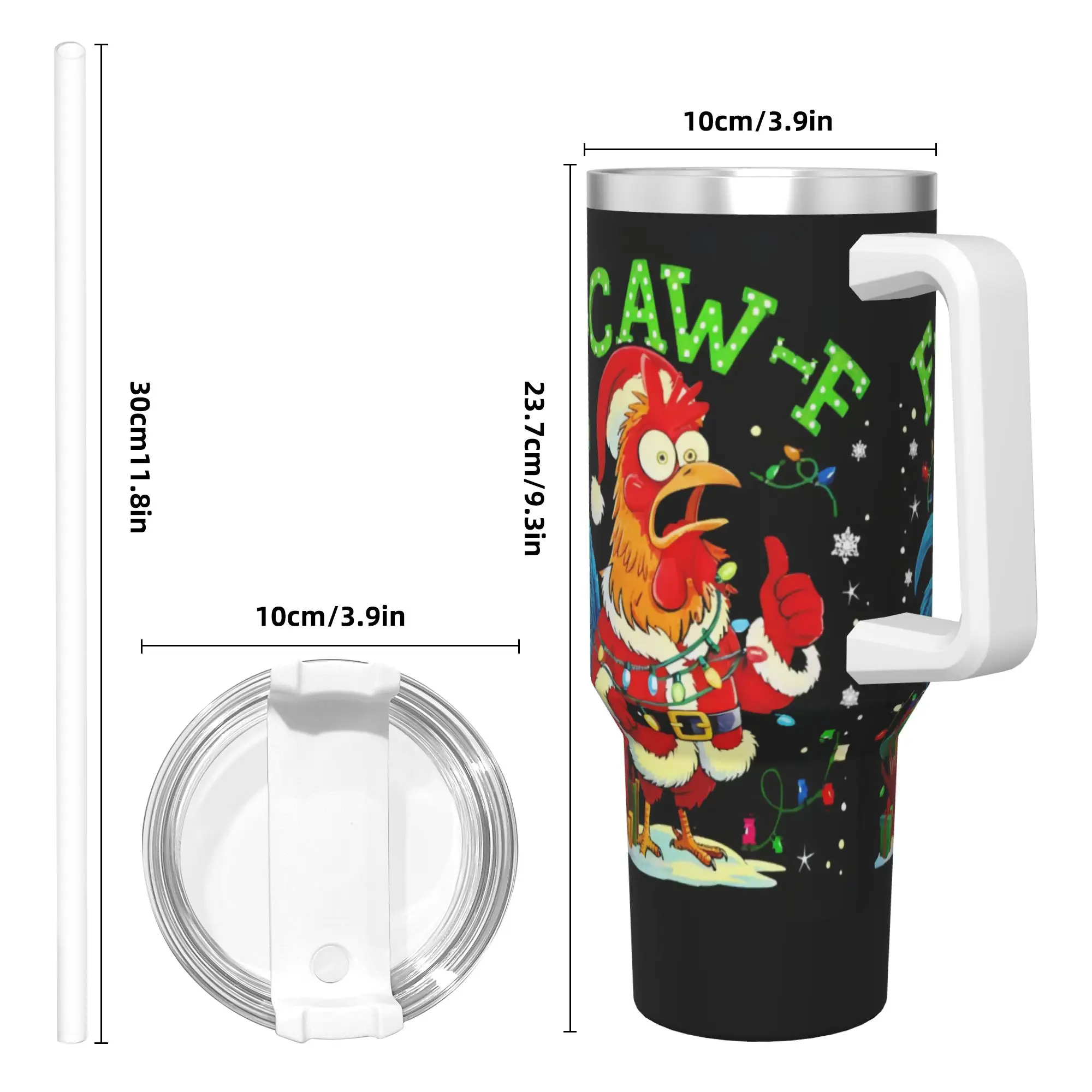 كوب من الفولاذ المقاوم للصدأ F Caw F كوب قهوة عيد الميلاد للدجاج يحافظ على الحرارة والمشروبات الساخنة وأكواب السيارة بتصميم المسافرين وزجاجة مياه