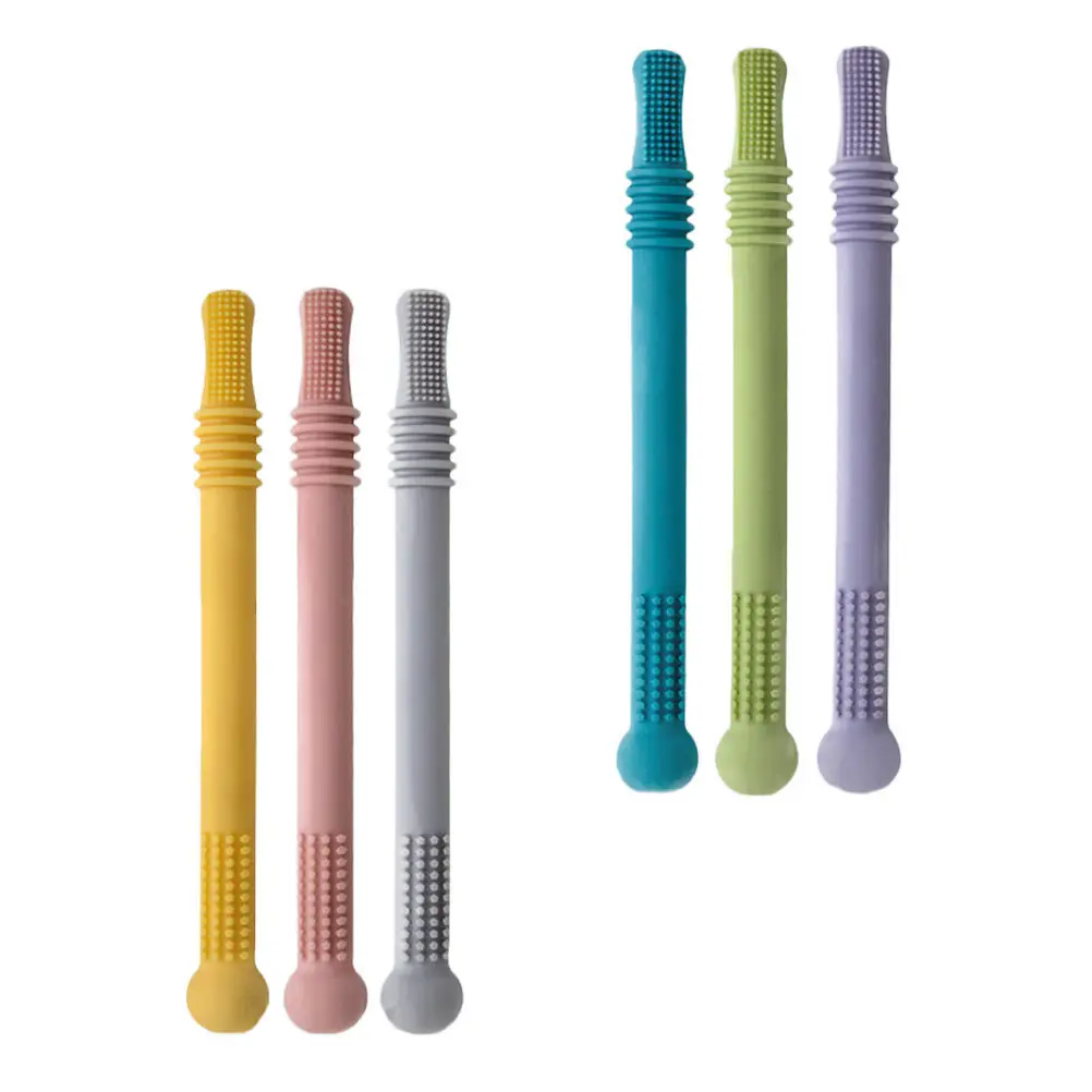 6 Piezas de Palitos de Dentición Huecos para Bebés, Agarre Cómodo, Mordedores de Múltiples Ángulos para Alivio de la Dentición, Juguete Mordedor para Recién Nacidos