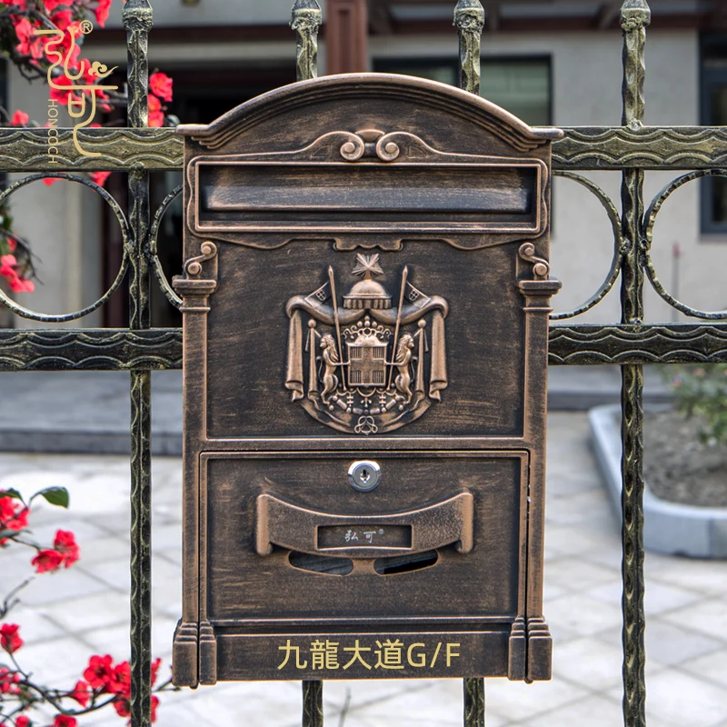 

European Vintage Mailbox with Lock Waterproof Wall Mounted Letterbox for Villa House Office Outdoor Post Box