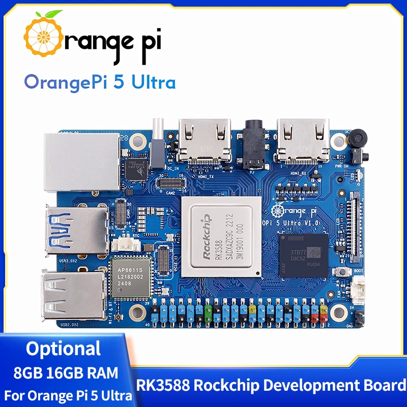 

Orange Pi 5 Ultra 8GB 16GB RAM LPDDR5 RK3588 Rockchip Development Board WiFi 6E+BT5.3 With M.2 Input Port For Orange Pi 5 Ultra