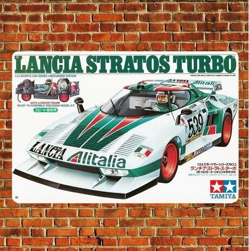 Metallposter Vintage RC-Auto Blechschild Plakette Tamiya Lancia Stratos Turbo