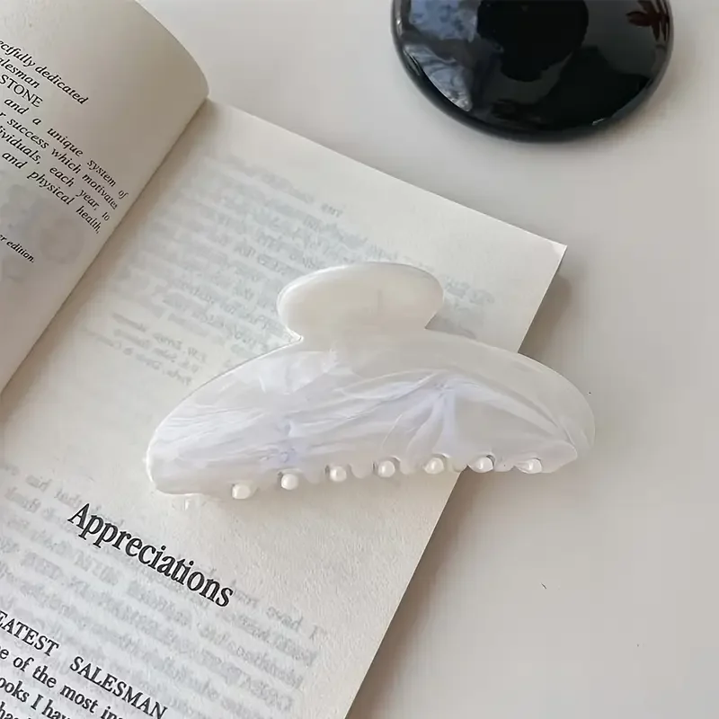 1 قطعة أنيقة الراقية متعددة الألوان حورية البحر لون الرعب الوهم نمط الرخام نصف دائرة مشبك شعر انتزاع الشعر #4