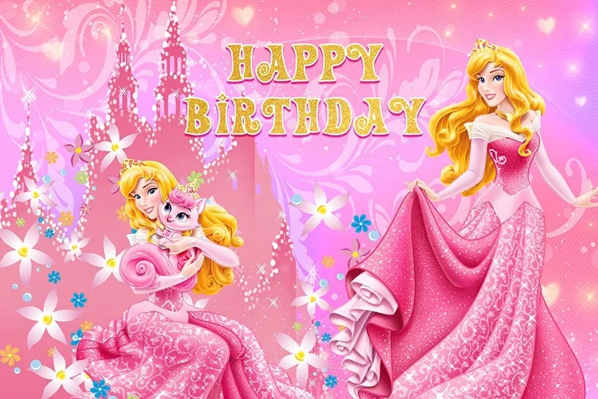 Sleeping Beauty Theme Banner Princess Backdrop for Birthday Party Decorations, Princess Aurora Background for Baby Shower Party