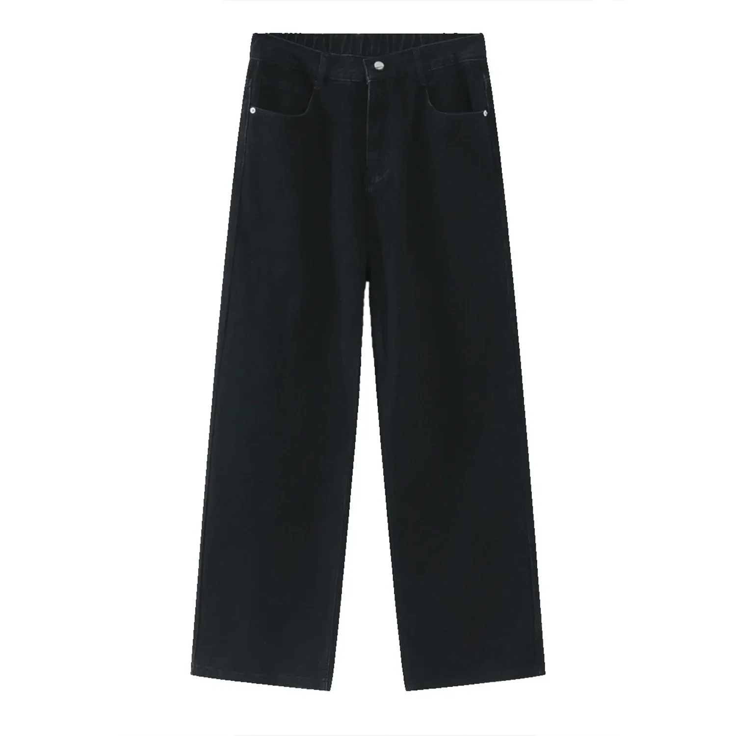 

Мужские винтажные джинсы-багги с широкими штанинами, всесезонные, простые однотонные джинсовые брюки, модная мужская одежда, уличный стиль