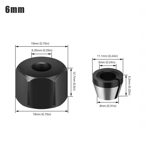 6mm 6.35mm 8mm Collet Chuck Engraving Trimming Machine With Nut Router Bit Adapter Electric Router Milling Cutter Accessories - Image 11