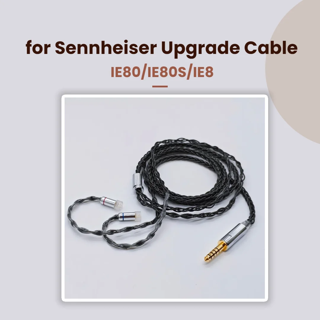 

8-Core Silver-Plated OCC MMCX Cable for Sennheiser IE80/IE80S/IE8 - 4.4mm Balanced Earphone Upgrade with Microphone