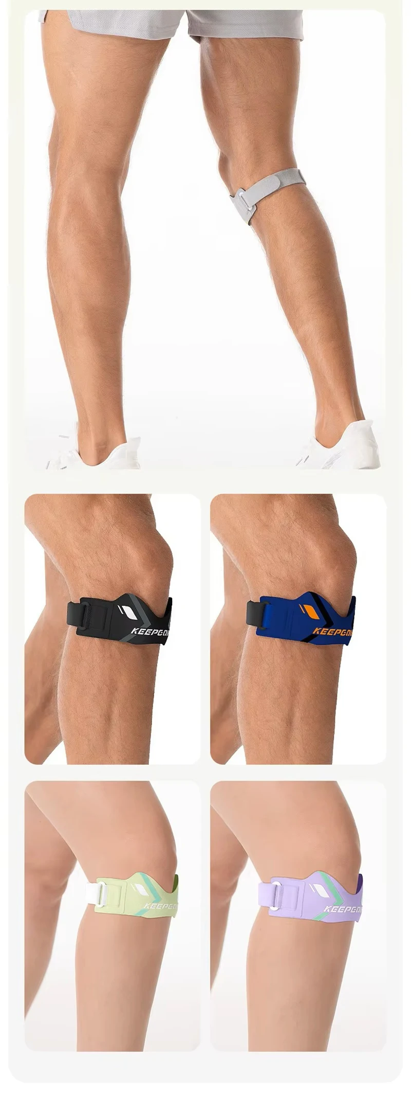 1 Stück Patella-Kniebandage Fitness Lauf Sport Basketball Verstellbare Stoßdämpfende Kompressions-Kniebandage – Detail 8