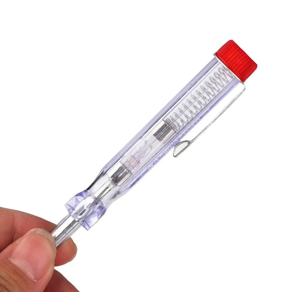 DC 6-24V Circuit Voltage Tester Pen Transparent Housing ABS Voltage Test Lamp Built-in Metal Spring Circuit Tester Pen