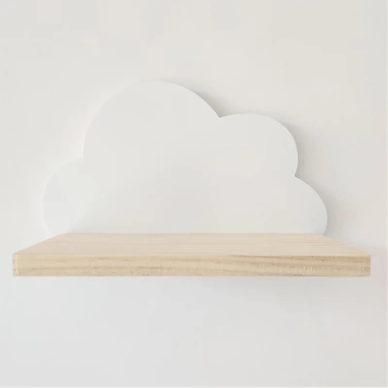 Nordic Style Wooden Wall Shelf Baby Kids Room Decoration Lovely Rabbits Bear Storage Rack Floating Shelves Home Decor Organizer
