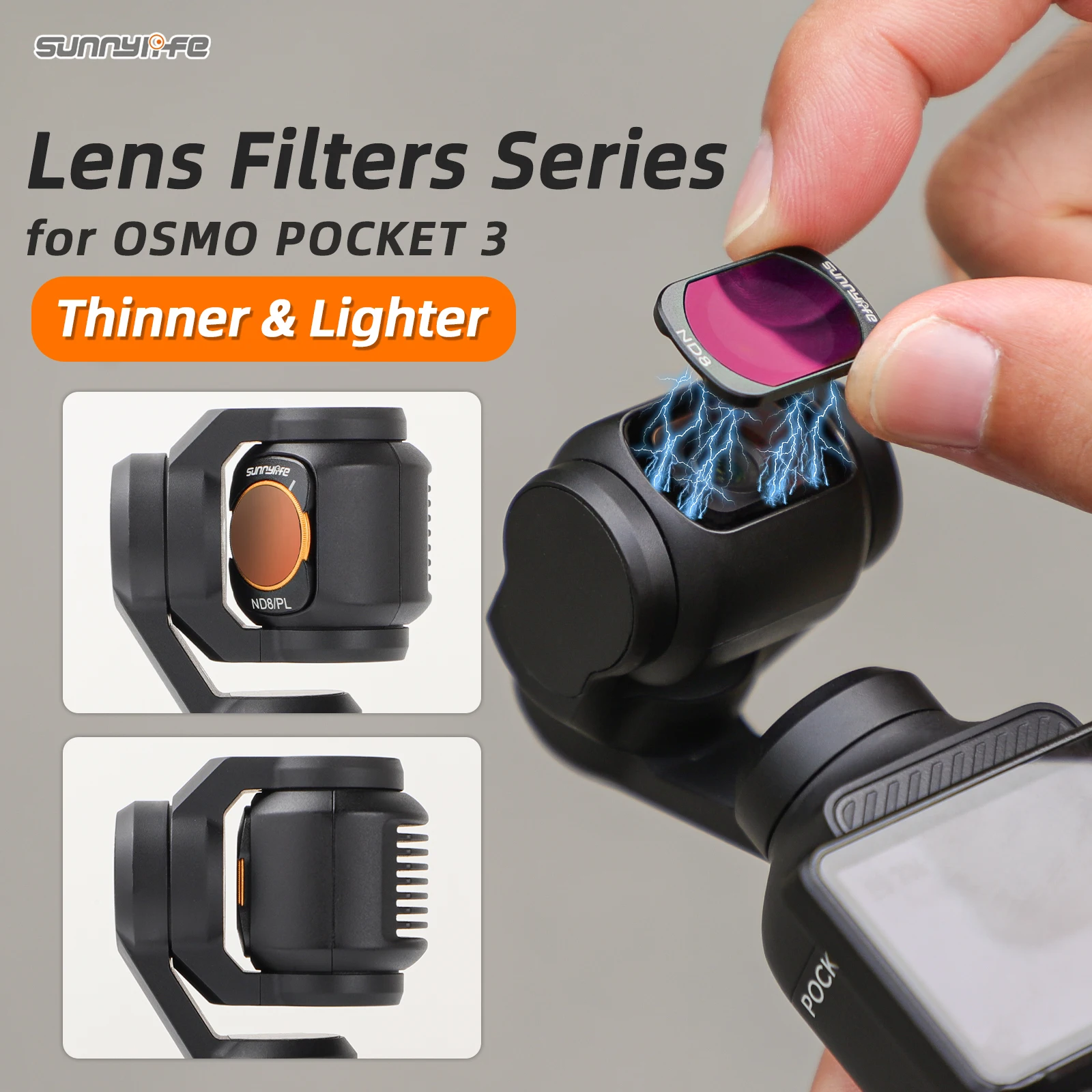 

Sunnylife Lens Filters Magnetic Metal Adjustable CPL Filters ND16 ND64/PL ND32/PL MCUV Accessories for OSMO POCKET 3