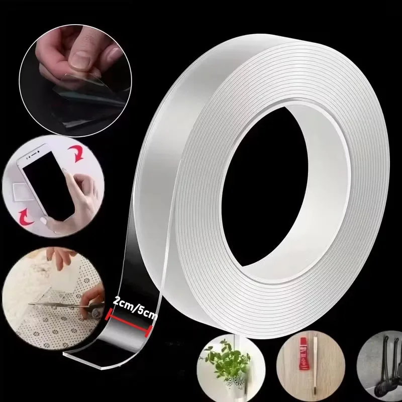 1 Roll Super Strong Nano Double Sided Tape Heavy Duty Reusable Washable Adhesive For Crafts Christmas Decor Home Office Mounting
