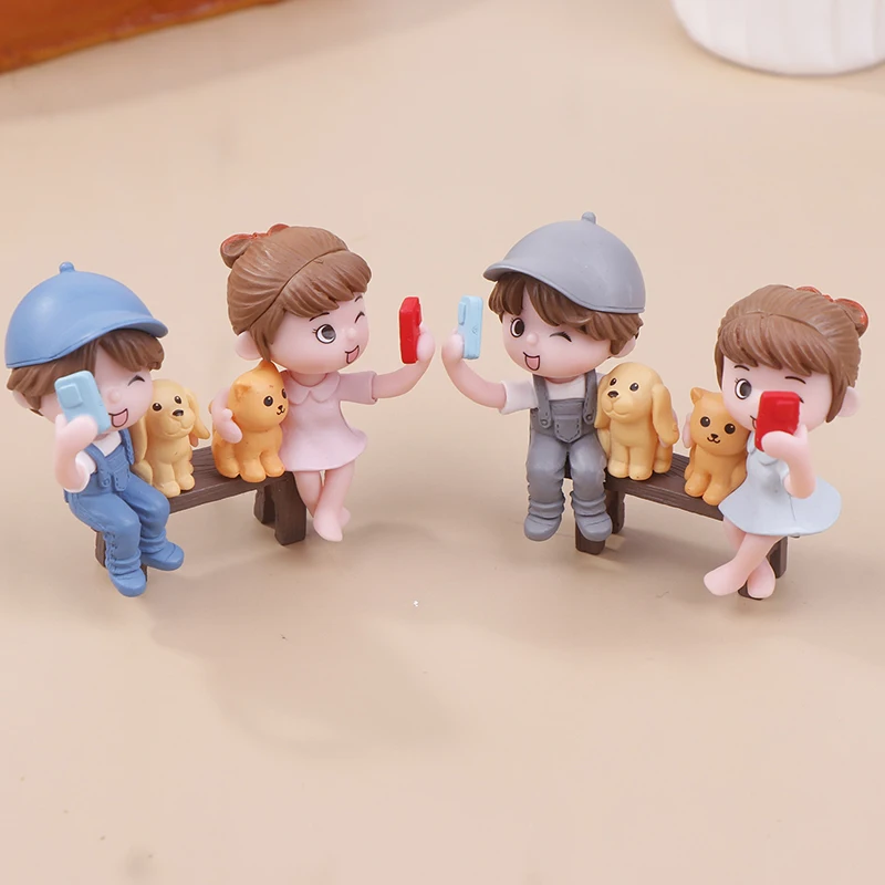 2pcs/pair Cute Lovers Ornaments Sweet Dance Couple Figurines Miniature Craft Decoration Fairy Garden Decor Home Wedding