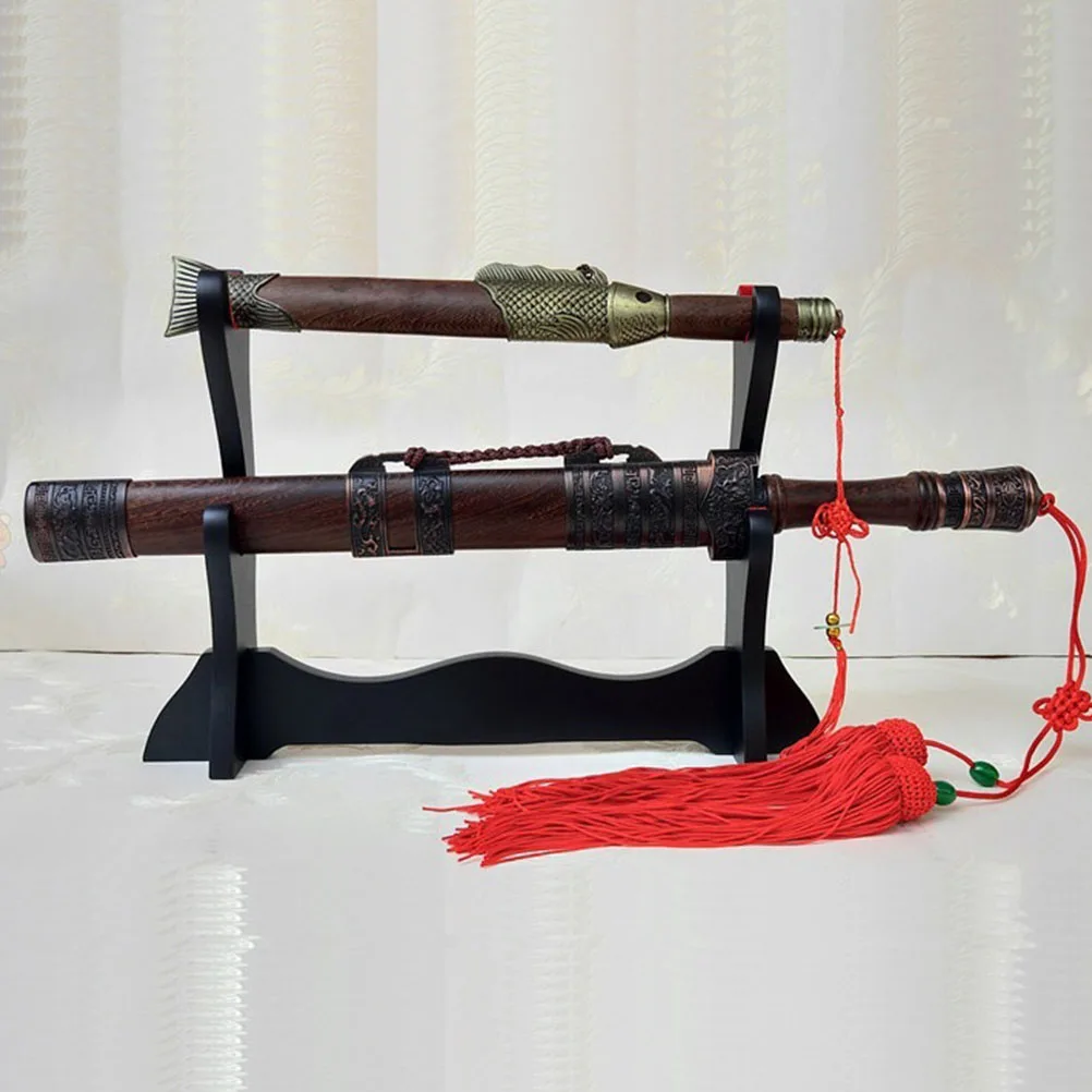 

Flute Stand Display Rack Desktop Solid Wood Sword Swords Holder Musical Instrument Storage