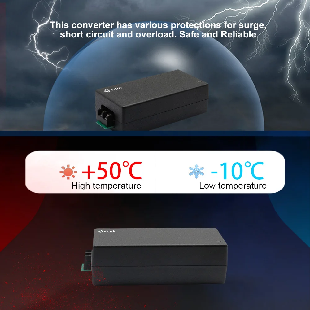 Gigabit Passive PoE Injector 24W POE Adapter 36-72V DC Input 24V PoE Output Converter (Not for 802.3af/at devices)
