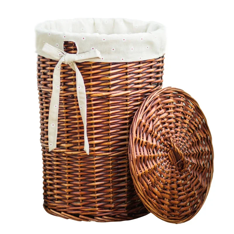 

Clothes storage basket hamper laundry barrel rattan large clothing toy tweezers household with cover