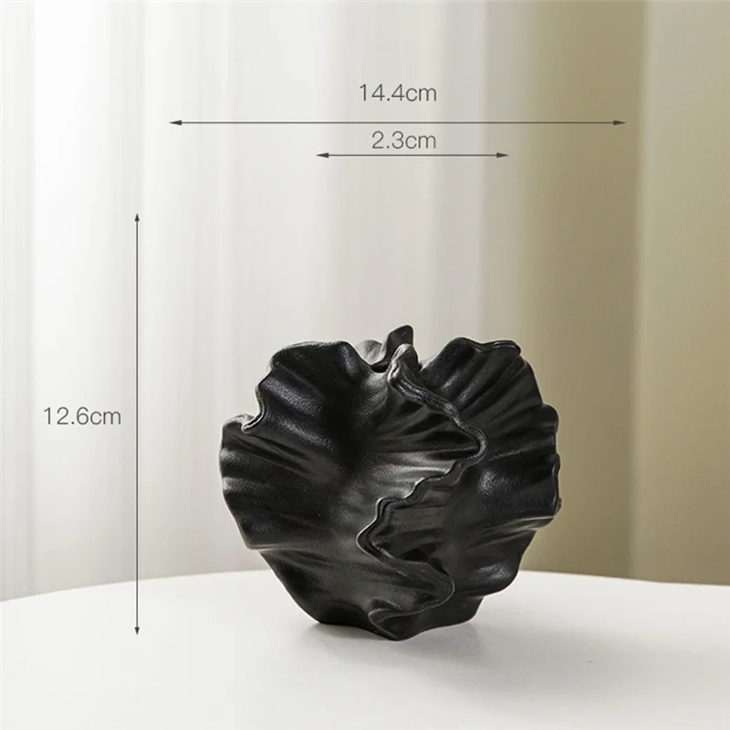 حاوية فنية شمالية للزهور ، مزهرية مرجانية من السيراميك ، عشب السهوب ، غرفة المعيشة ، ديكور مركزية على الطاولة ، أسود