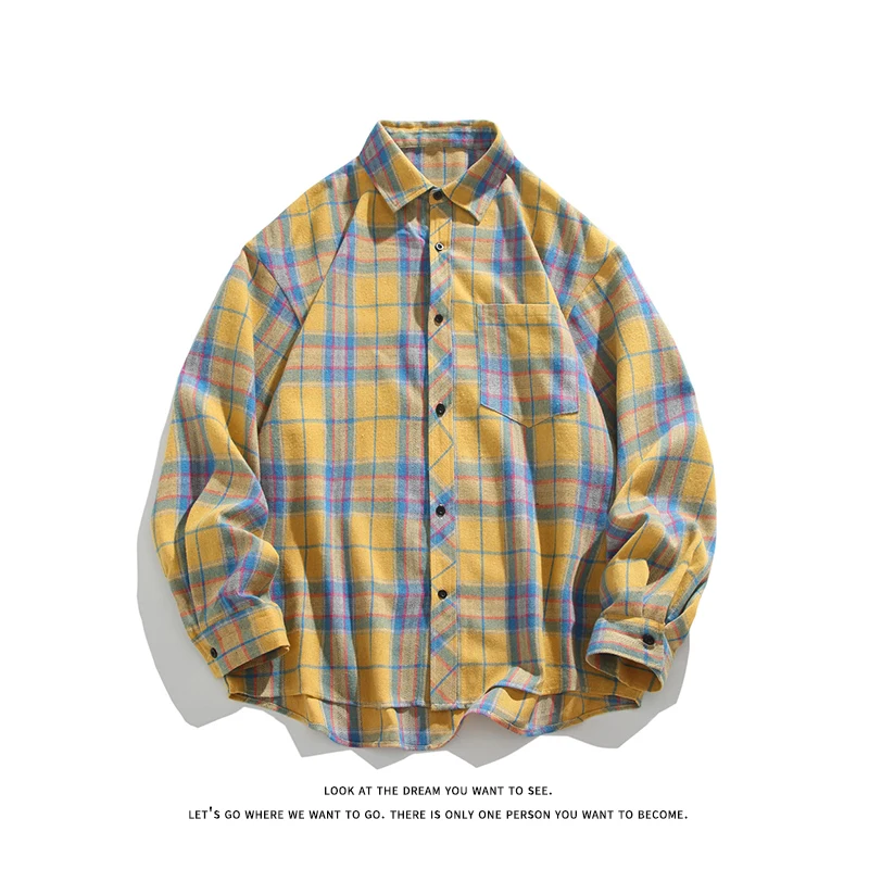 

Mens Clothing Vintage Checkered Long Sleeve Shirt Loose Fit Mens Shirts Oversized Casual Style For Men