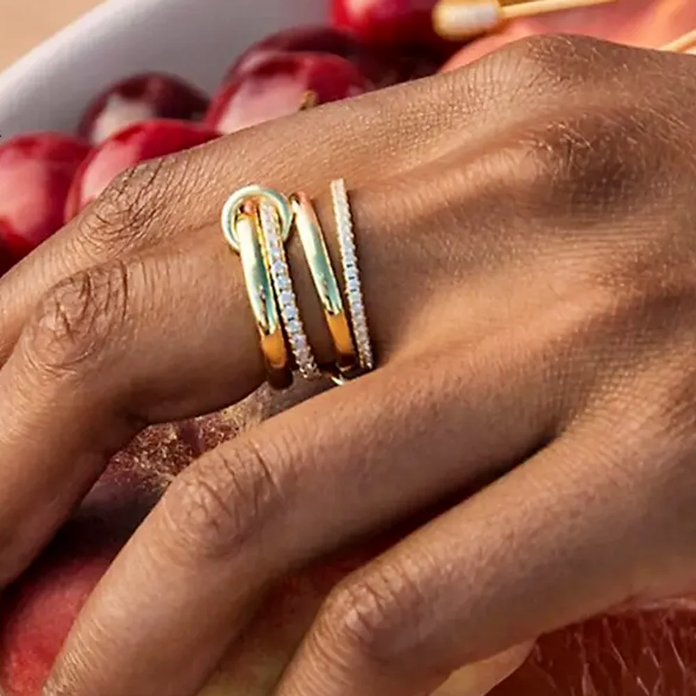 2026 New Stacking Kilcollin Engagement Band Rings Plain Micro Paved 5A CZ Mix Color Multi Pieces Stack Full Finger Women Jewelry
