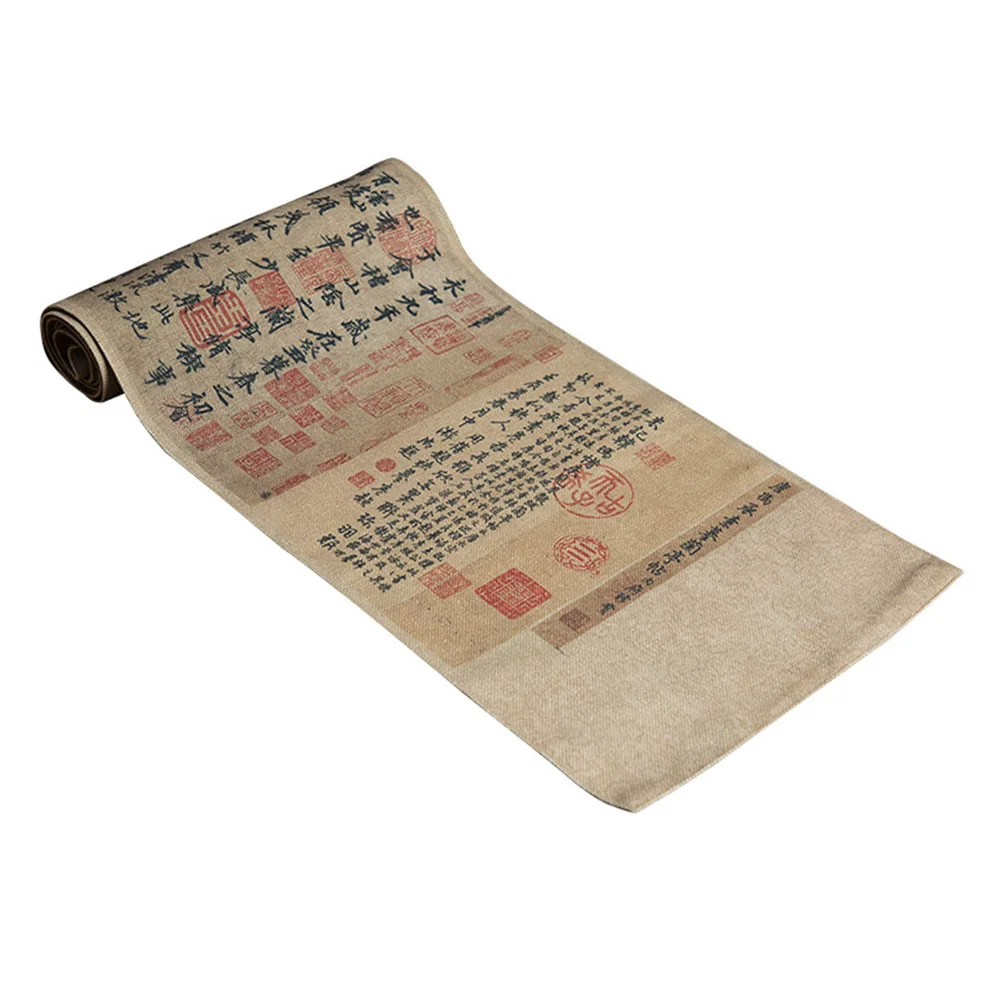 1Pcs Ceremony Table Runner Chinese Style Cotton Linen Fabric Retro Decorative Tablecloth for Dining Room Home Kitchen