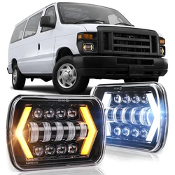 5x7'' 7x6'' LED Headlight for Ford E-150 Club Wagon E-250 E-350 Econoline F-250 F-350 F-450 Super Duty H6054 H5054 LED Headlamp