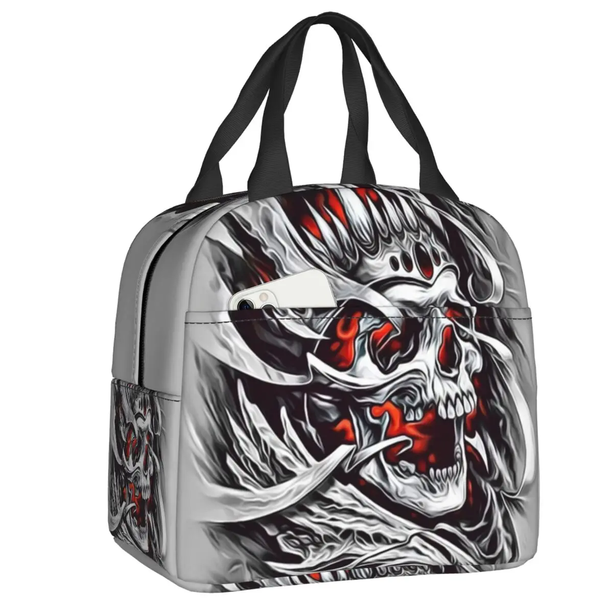 

Halloween Gothic Skeleton Lunch Box Horror Death Skull Cooler Thermal Food Insulated Lunch Bag Portable Picnic Tote Bags