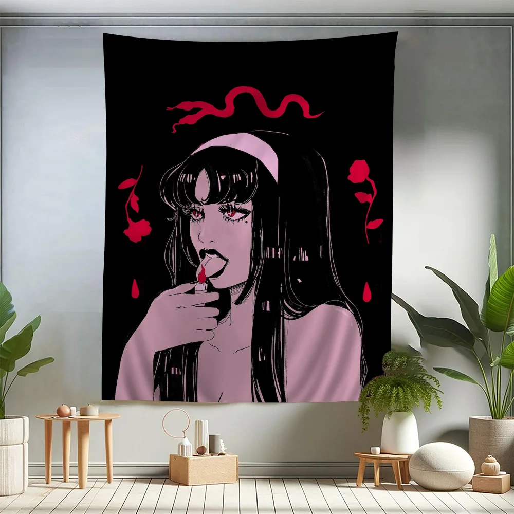 Horror Anime J-Junji Ito T-Tomie Cartoon Tapestry Home Decoration Hippie Bohemian Decoration Divination Home Decor