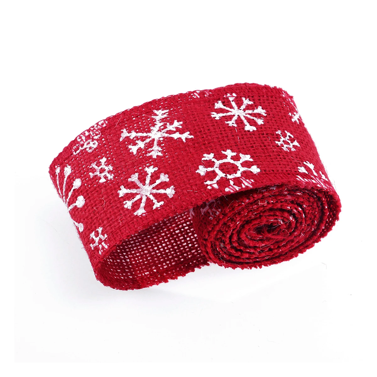 

Burlap Ribbon 2M Red White Snowflake Print Craft Ribbon for Home Decor Christmas Wedding DIY Office Room Decoration