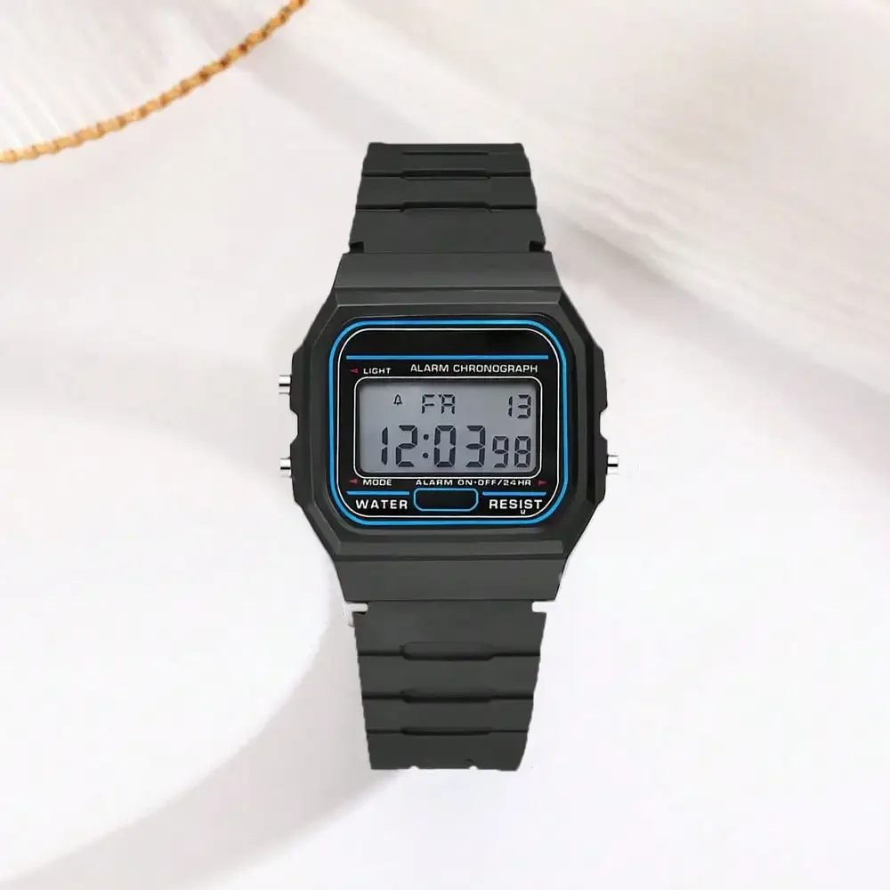 남성용 패션 LED 디지털 시계 남성 스포츠 군용 손목시계 빈티지 실리콘 밴드 전자 시계 남성 시계