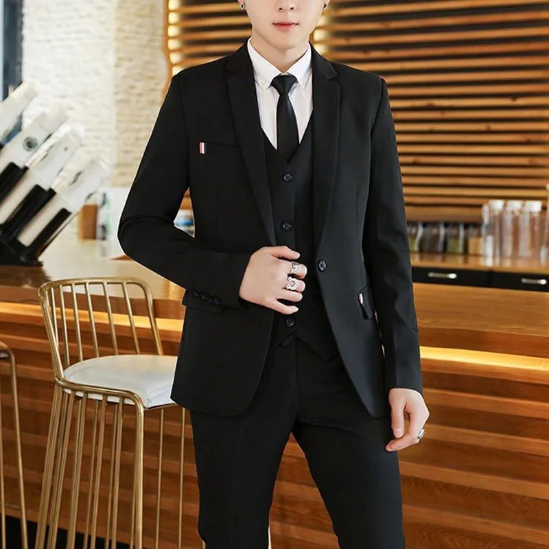 ZX409Men's autumn slim three-piece suit groom wedding suit wedding best man suit men's professional suit formal wear