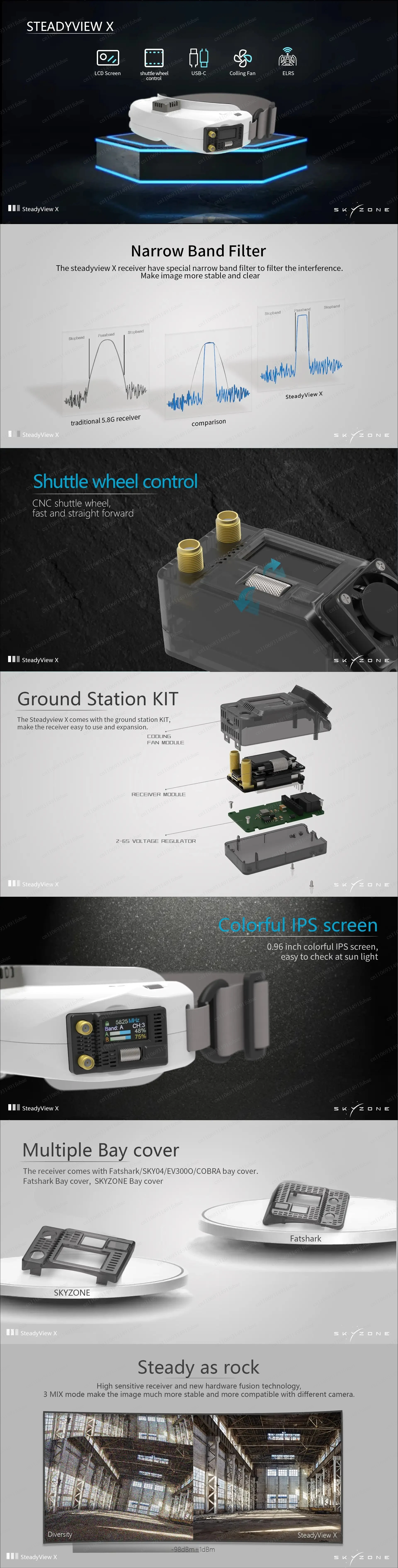 SKY04X 04O PRO용, SKYZONE 스크린 리 - Skyzone Steadyview X Receiver Module 리뷰 및 가격