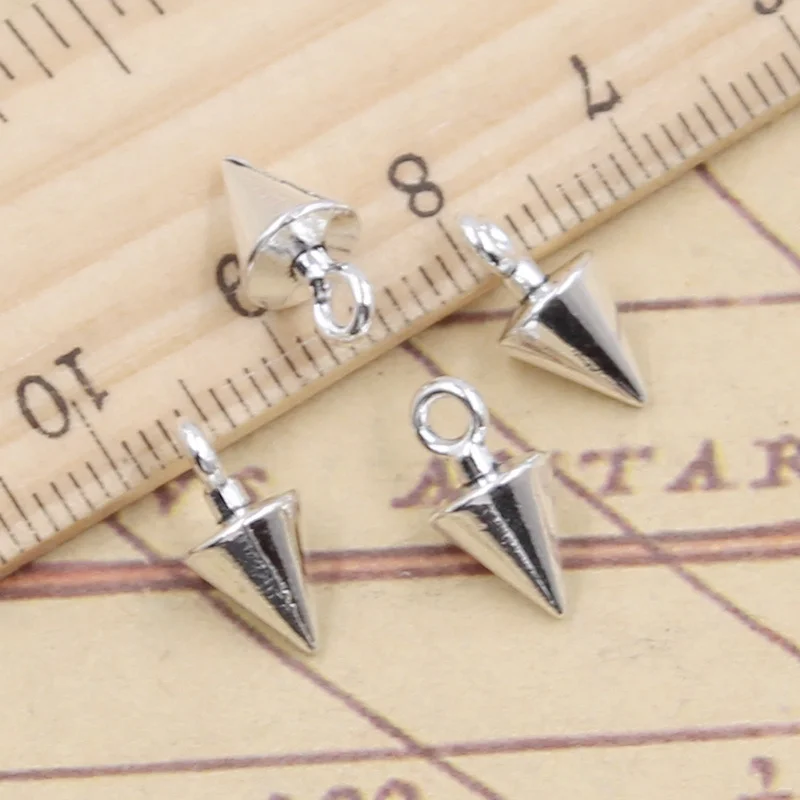 20pcs Charms Cone Shaped Conic Geometric Plumb Plummet 13x7x7mm Tibetan Silver Color Pendants Antique Making DIY Handmade Craft