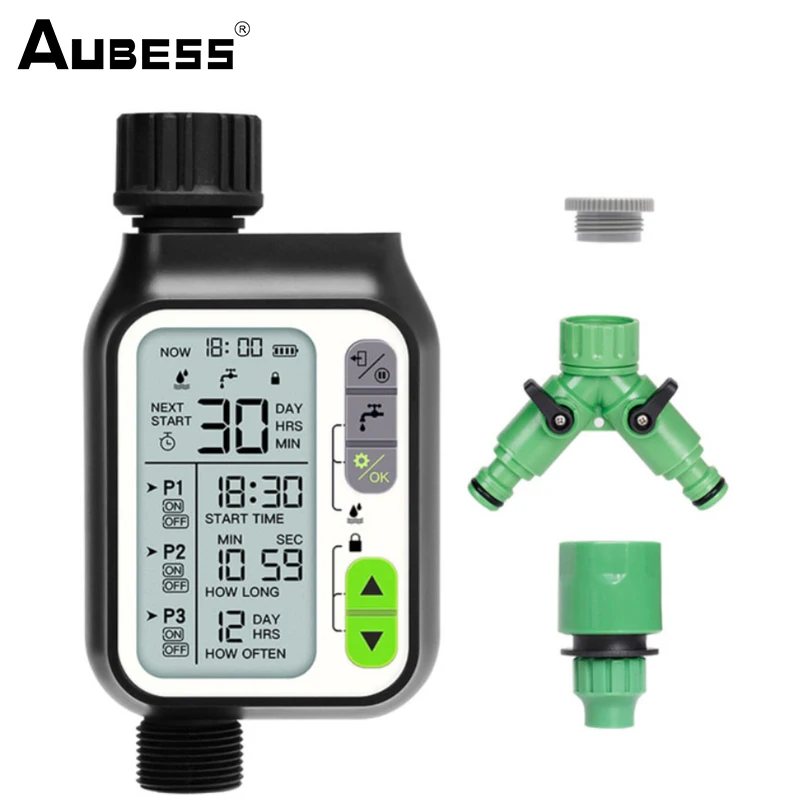 

Aubess Automatic Watering Timer With 3.5 'HD Screen Display Samrt Home Garden Ball Valve Water Timer For Irrigation Controller