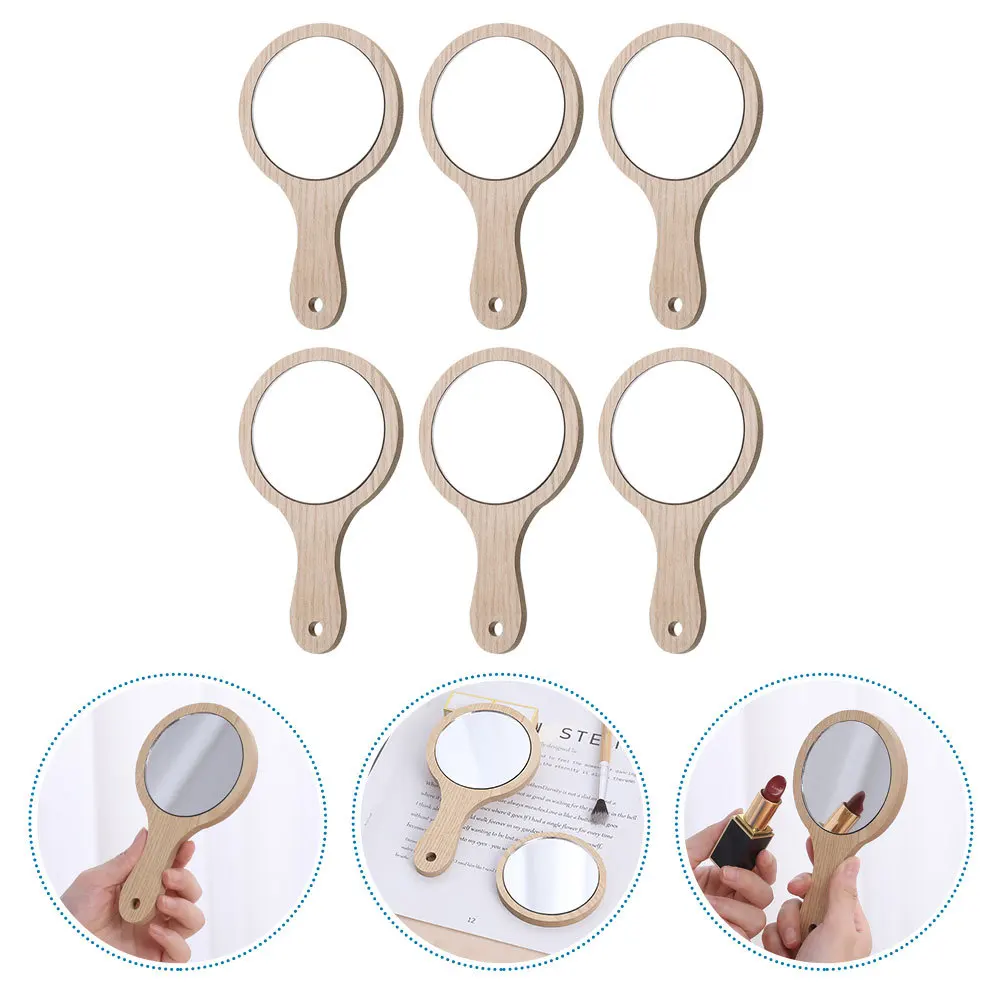 6Pcs Simple Cosmetics Mirror Elegant Handheld Mirror Practical and Stylish Design for Girls and Women Makeup Accessories