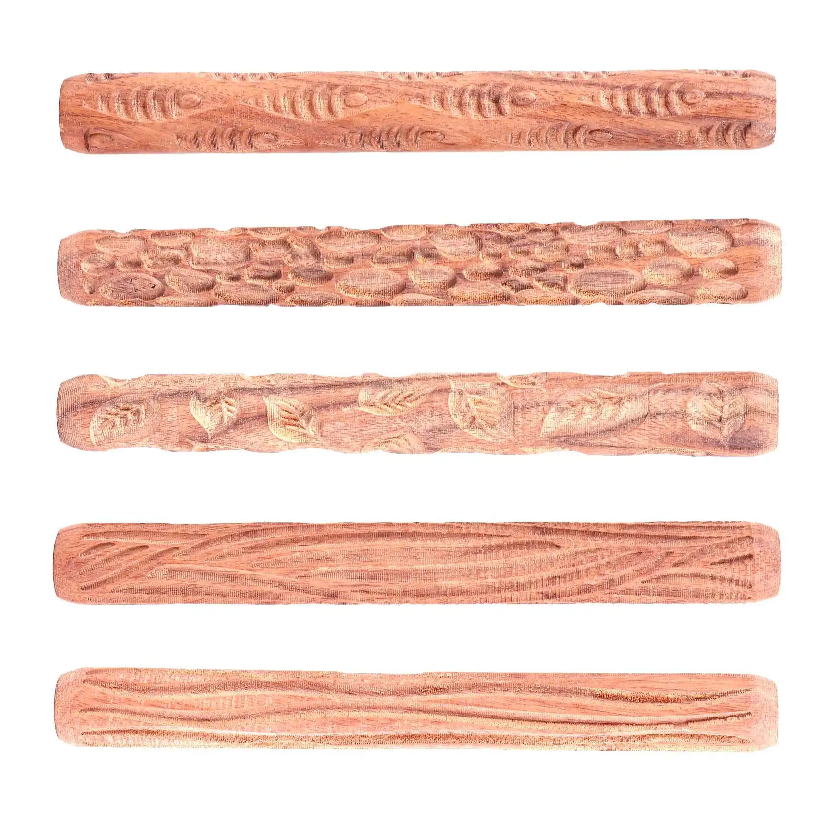 5PCS Pottery Tools Wood Hand Rollers for Clay Clay Stamp Clay Pattern Roller