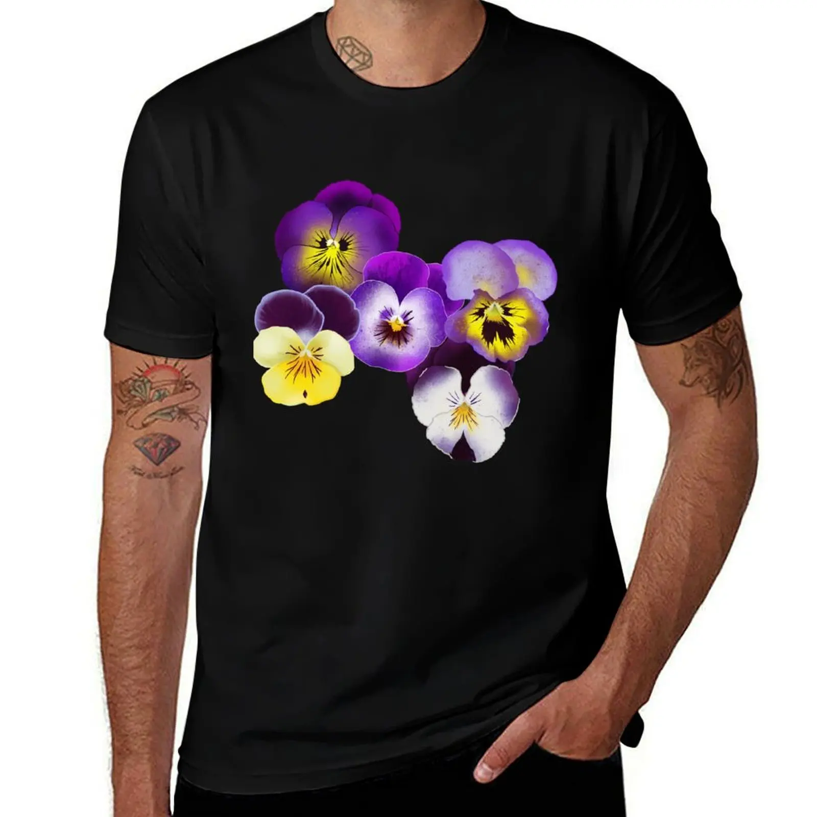 

Pansies T-Shirt t shirts for man pack cotton printed t shirts for man T-Shirt