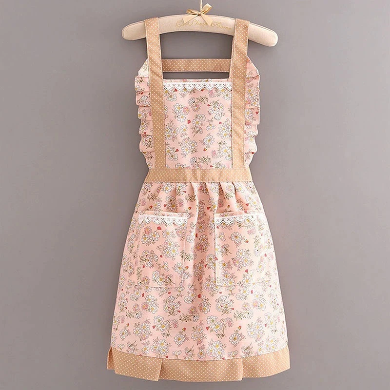 【NpA】1Pc 2026 Cute Canvas Home Apron for Women's Kitchen Cooking Breathable Anti-fouling Cleaning Apron Household Home Bar Tool